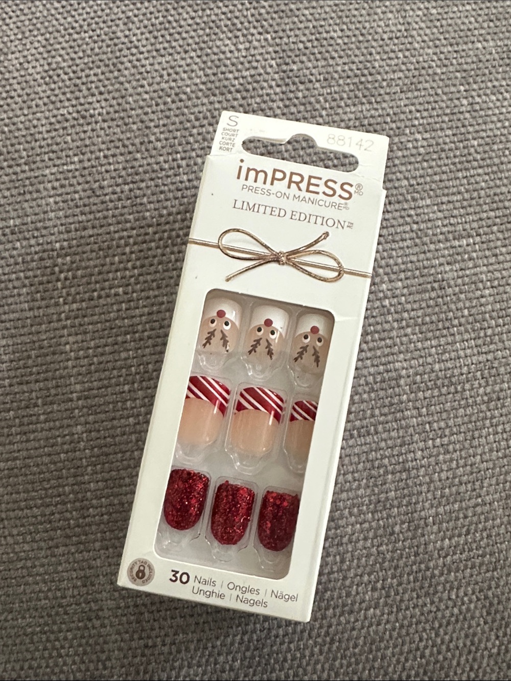 imPRESS Red and Nude Reindeer Holiday Press-On Manicure - Picture 2 of 2